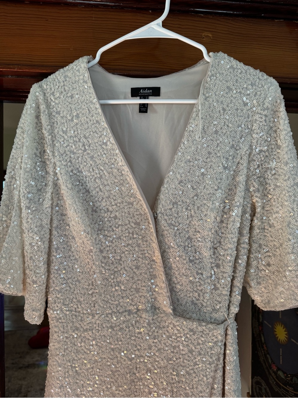 Aidan Mattox Ivory Sequin Maxi Dress - Picture 2 of 3